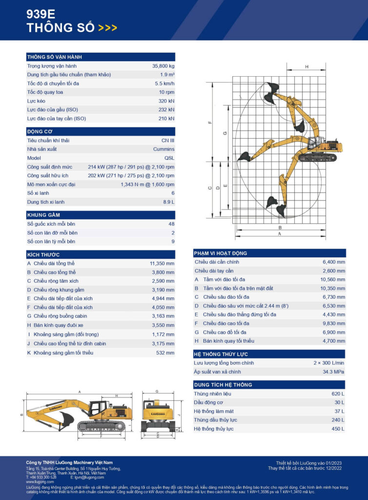 MÁY XÚC ĐÀO BÁNH XÍCH LIUGONG model 939E